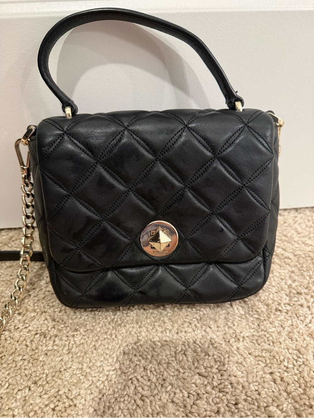 Kate Spade Quilted Black Leather Top-Handle Crossbody Bag